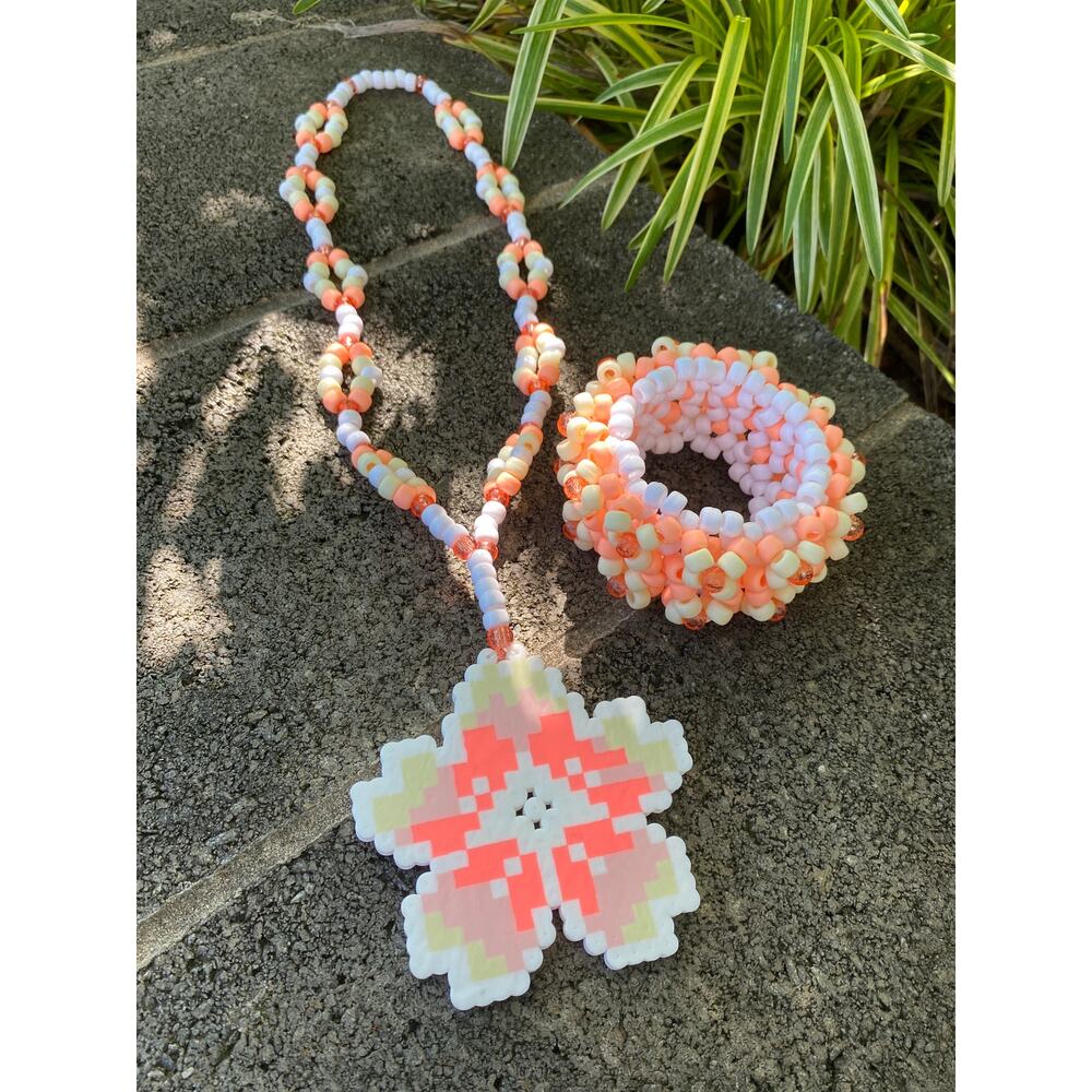 Beachware Peachy Kandi Cuff & Floral Necklace